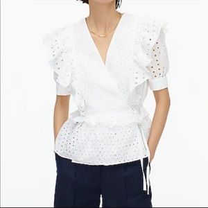 J. Crew Ruffle eyelet blouse NWT